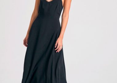 Lyocell blend μίντι φόρεμα με ανοιχτή πλάτη - FUNKY BUDDHA - 