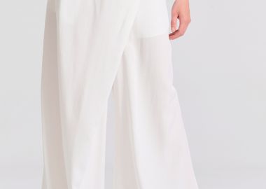 Lyocell blend παντελόνι με ασύμμετρο κούμπωμα - FUNKY BUDDHA - 