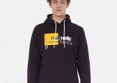 MAGNETIC NORTH MEN'S MAGNOR LINE HOODIE ΜΑΥΡΟ - MAGNETIC NORTH - 