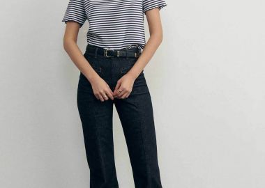 Maison Labiche γυναικείο κοντομάνικο πουλόβερ ribbed με ριγέ σχέδιο Slim Fit 