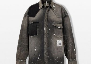 MAISON MIHARA YASUHIRO Ανδρικό Μαύρο Distressed Denim Shirt - MAISON MIHARA YASUHIRO - 
