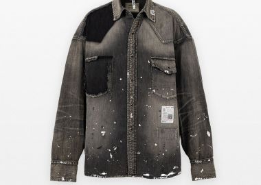 MAISON MIHARA YASUHIRO Ανδρικό Μαύρο Distressed Denim Shirt - MAISON MIHARA YASUHIRO - 