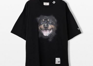 MAISON MIHARA YASUHIRO Ανδρικό Μαύρο Dog Printed T-Shirt - MAISON MIHARA YASUHIRO - 