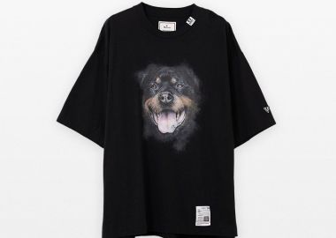 MAISON MIHARA YASUHIRO Ανδρικό Μαύρο Dog Printed T-Shirt - MAISON MIHARA YASUHIRO - 