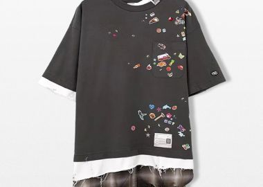 MAISON MIHARA YASUHIRO Ανδρικό Μαύρο Layered T-shirt - MAISON MIHARA YASUHIRO - 