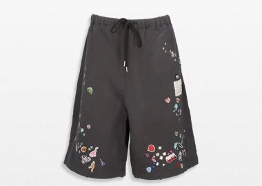 MAISON MIHARA YASUHIRO Ανδρικό Μαύρο Sticker Graphic Shorts - MAISON MIHARA YASUHIRO - 