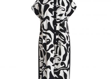 Μακριά εμπριμέ πουκαμίσα βισκόζη με κοντό μανίκι - MAT FASHION - 