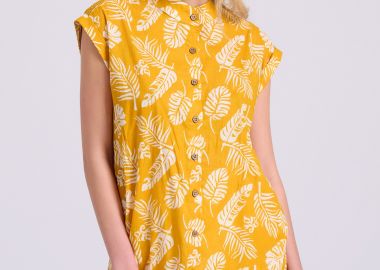 Μακριά εμπριμέ πουκαμίσα με ασύμμετρο τελείωμα - FUNKY BUDDHA - 