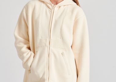 Μακριά fleece oversized γυναικεία φούτερ ζεκέτα - FUNKY BUDDHA - 