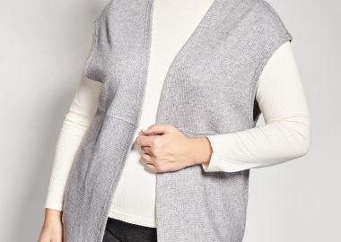 Μακρύ γιλέκο πλεκτό ριπ χωρίς κούμπωμα -  - 