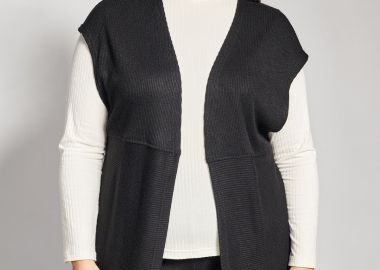 Μακρύ γιλέκο πλεκτό ριπ χωρίς κούμπωμα -  - 