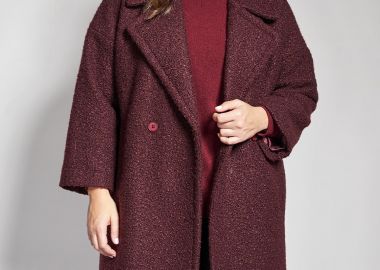 Μακρύ παλτό μπουκλέ σταυρωτό -  - 