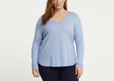 Μακρυμάνικη βαμβακερή μπλούζα με στρογγυλή λαιμόκοψη - MAT FASHION - 