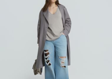 Μακρυμάνικη βαμβακερή μπλούζα με στρογγυλή λαιμόκοψη - MAT FASHION - 