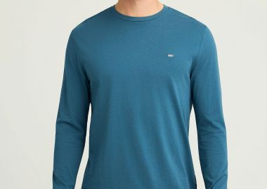 Μακρυμάνικη μονόχρωμη μπλούζα με διακριτικό λογότυπο - FUNKY BUDDHA - 