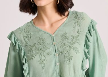 Μακρυμάνικη μπλούζα με βολάν - FUNKY BUDDHA - 