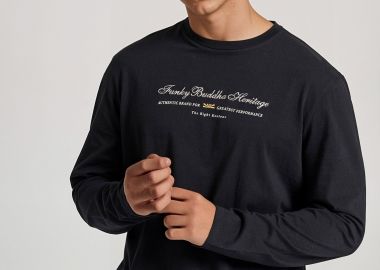 Μακρυμάνικη μπλούζα με κέντημα στο στήθος - FUNKY BUDDHA - 