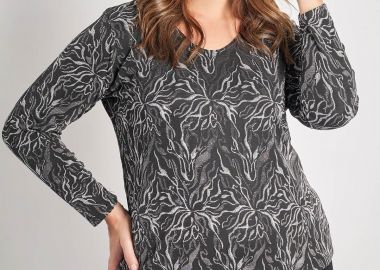 Μακρυμάνικη μπλούζα με λάμψη και αφηρημένο τύπωμα -  - 