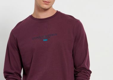 Μακρυμάνικη μπλούζα με τύπωμα στο στήθος - FUNKY BUDDHA - 