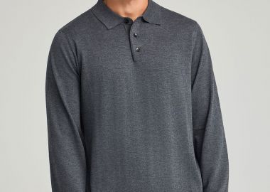 Μακρυμάνικη πόλο μπλούζα σε πλεκτό ύφασμα - FUNKY BUDDHA - 