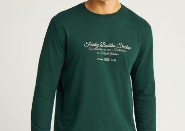 Μακρυμάνικο T-shirt με Funky Buddha τύπωμα στο στήθος - FUNKY BUDDHA - 