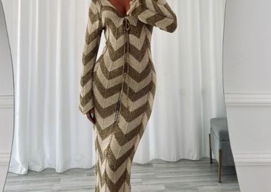 ΜΑΚΡΥ LUREX ΧΡΥΣΟ ΜΕ ΚΑΦΕ ΦΟΡΕΜΑ - ADUANETA - sense-shop - 