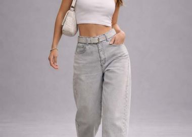 μαλακό ελαστικό τζην crop Andrea γκρι - PerfectDress.gr - 