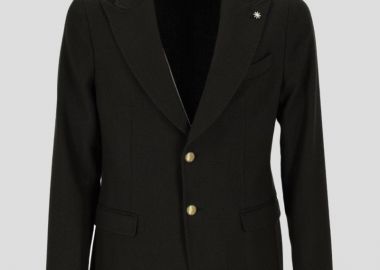 MANUEL RITZ Ανδρικό Μαύρο Black Wool Blazer - MANUEL RITZ - 
