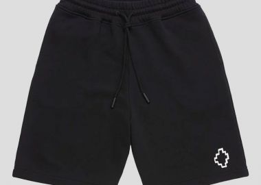 MARCELO BURLON Ανδρικό Μαύρο Tempera Cross Basket Shorts - MARCELO BURLON - 