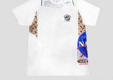 MARINE SERRE Ανδρικό Λευκό Regenerated Graphic T-shirt - MARINE SERRE - 