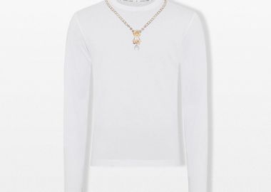 MARINE SERRE Ανδρικό Λευκό Trompe L'oeil Jewelry LS T-Shirt - MARINE SERRE - 