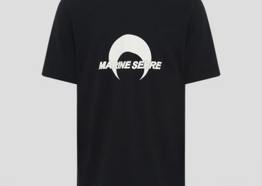 MARINE SERRE Ανδρικό Μαύρο Cotton Jersey Loose Fit T-Shirt - MARINE SERRE - 