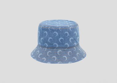 MARINE SERRE Ανδρικό Μπλε Moon Laser Denim Bucket Hat - MARINE SERRE - 