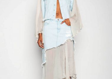 Marques' Almeida γυναικείο denim jacket με ημιδιαφάνεια στα μανίκια - SS24JK0198CHDNLB Μπλε Ανοιχτό - MARQUES' ALMEIDA - 