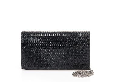 Μαύρη βραδινή τσάντα με γυάλινες λεπτομέρειες ΜΑΥΡΟ - Tsoukalas - 