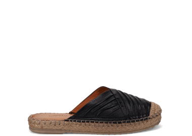 Μαύρη δερμάτινη slip-on εσπαντρίγια - MIGATO - 