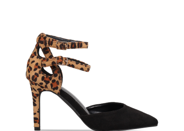 Μαύρη γόβα με λεοπάρ - MIGATO - 