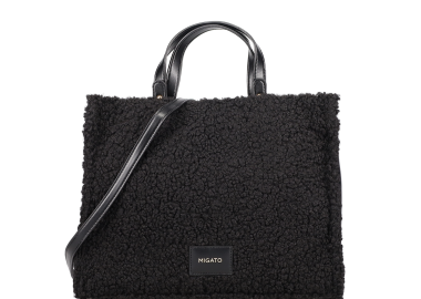 Μαύρη γούνινη τσάντα χειρός - MIGATO - 