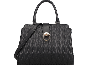 Μαύρη καπιτονέ τσάντα χειρός - MIGATO - 