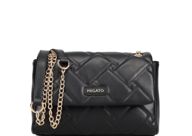 Μαύρη καπιτονέ τσάντα ώμου - MIGATO - 