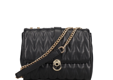 Μαύρη καπιτονέ τσάντα ώμου - MIGATO - 