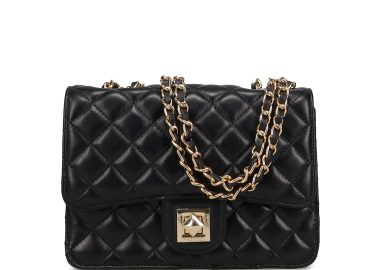 Μαύρη καπιτονέ τσάντα ώμου - MIGATO - 