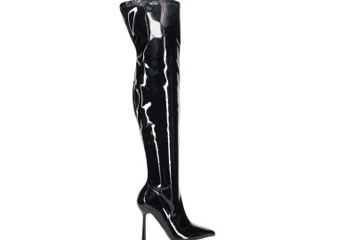 Μαύρη μπότα λουστρίνι πάνω από το γόνατο - MIGATO - 