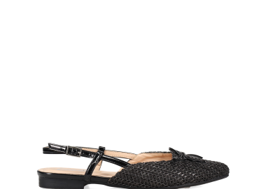 Μαύρη ψάθινη μπαλαρίνα - CAMILLE - 