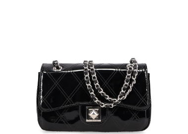 Μαύρη τσάντα ώμου λουστρίνι - MIGATO - 