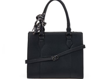 Μαύρη τσάντα ώμου με διακοσμητικό μαντήλι ΜΑΥΡΟ - Tsoukalas - 