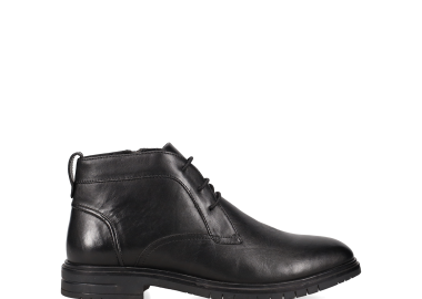 Μαύρο ανδρικό δερμάτινο μποτάκι - MIGATO - 