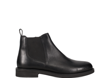 Μαύρο ανδρικό δερμάτινο μποτάκι - MIGATO - 