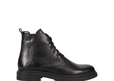 Μαύρο ανδρικό δερμάτινο μποτάκι - MIGATO - 