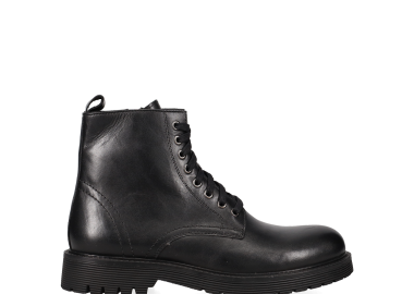 Μαύρο ανδρικό δερμάτινο μποτάκι - MIGATO - 